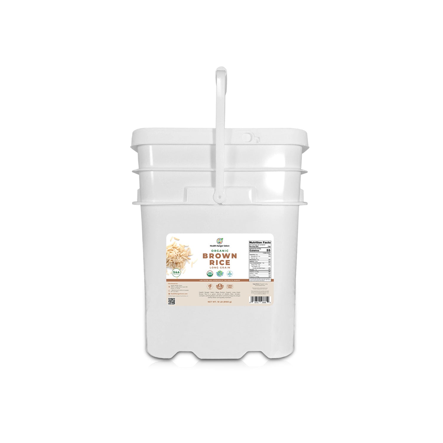 Mega Bucket Organic Long Grain Brown Rice 18LB (8160g) – Health Ranger ...