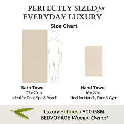 Bamboo Cotton Bath Sheet Set - Viscose from Bamboo + Cotton - 3pc - Sand