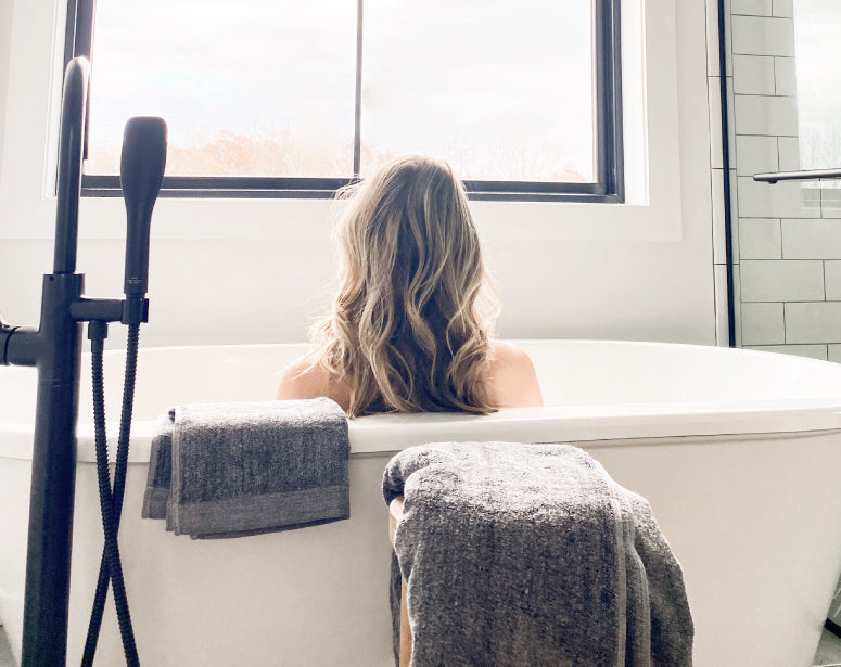 Melange Bamboo Cotton Bath Sheet / Beach Towel - Charcoal