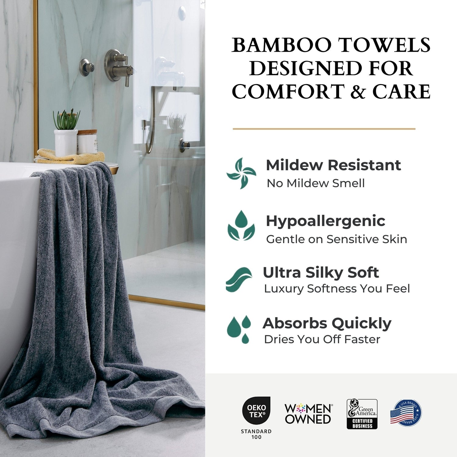 Melange Bamboo Cotton Bath Sheet / Beach Towel - Charcoal