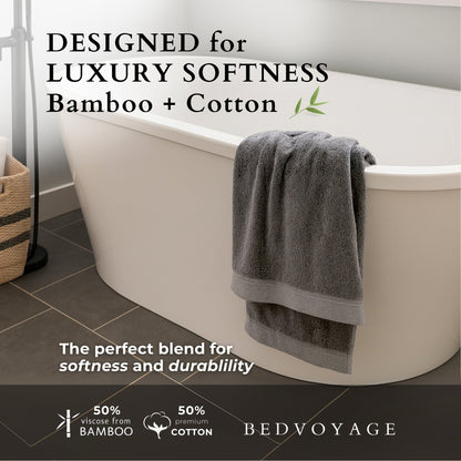 Melange Bamboo Cotton Bath Sheet / Beach Towel - Charcoal