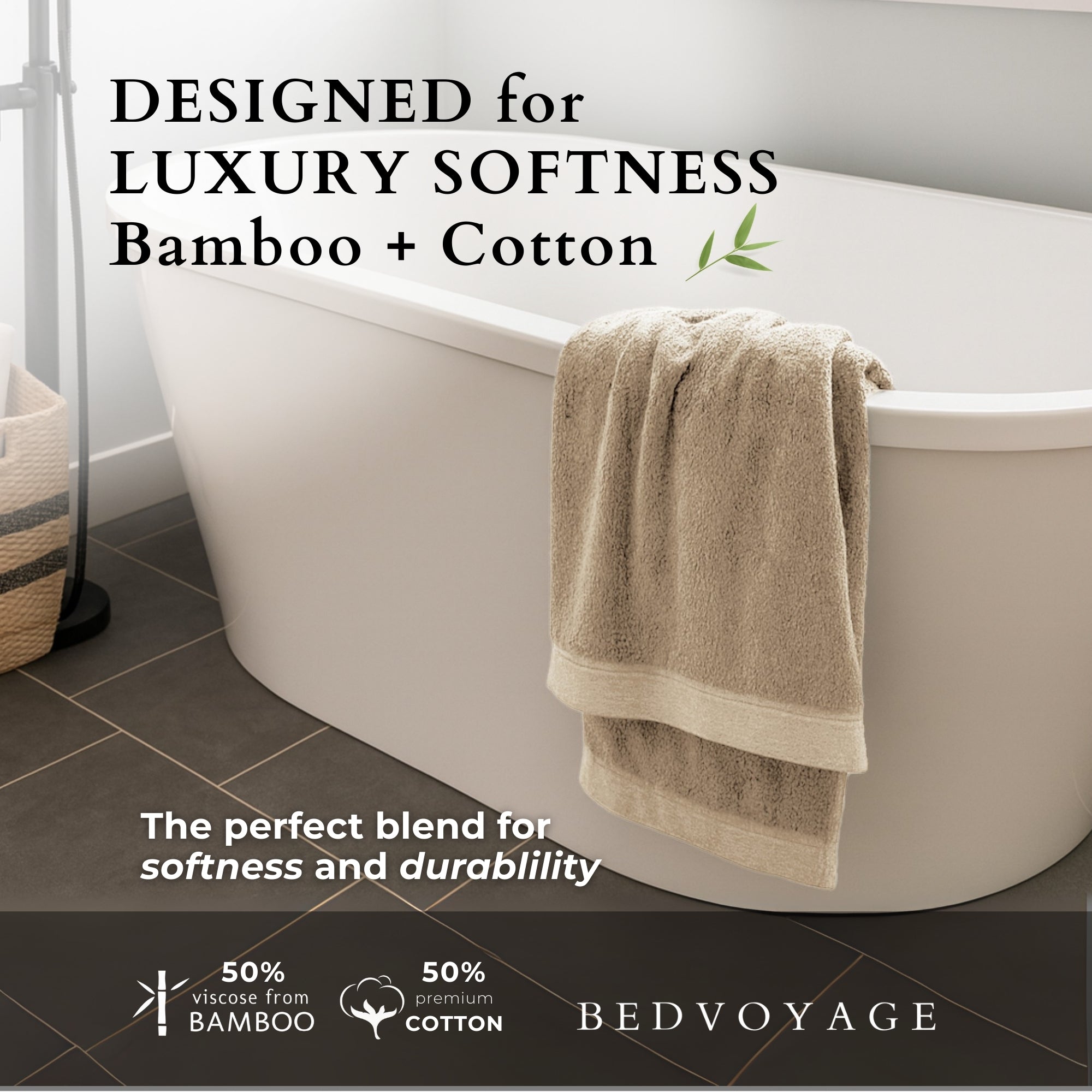 Bamboo Cotton Bath Sheet / Beach Towel - Sand