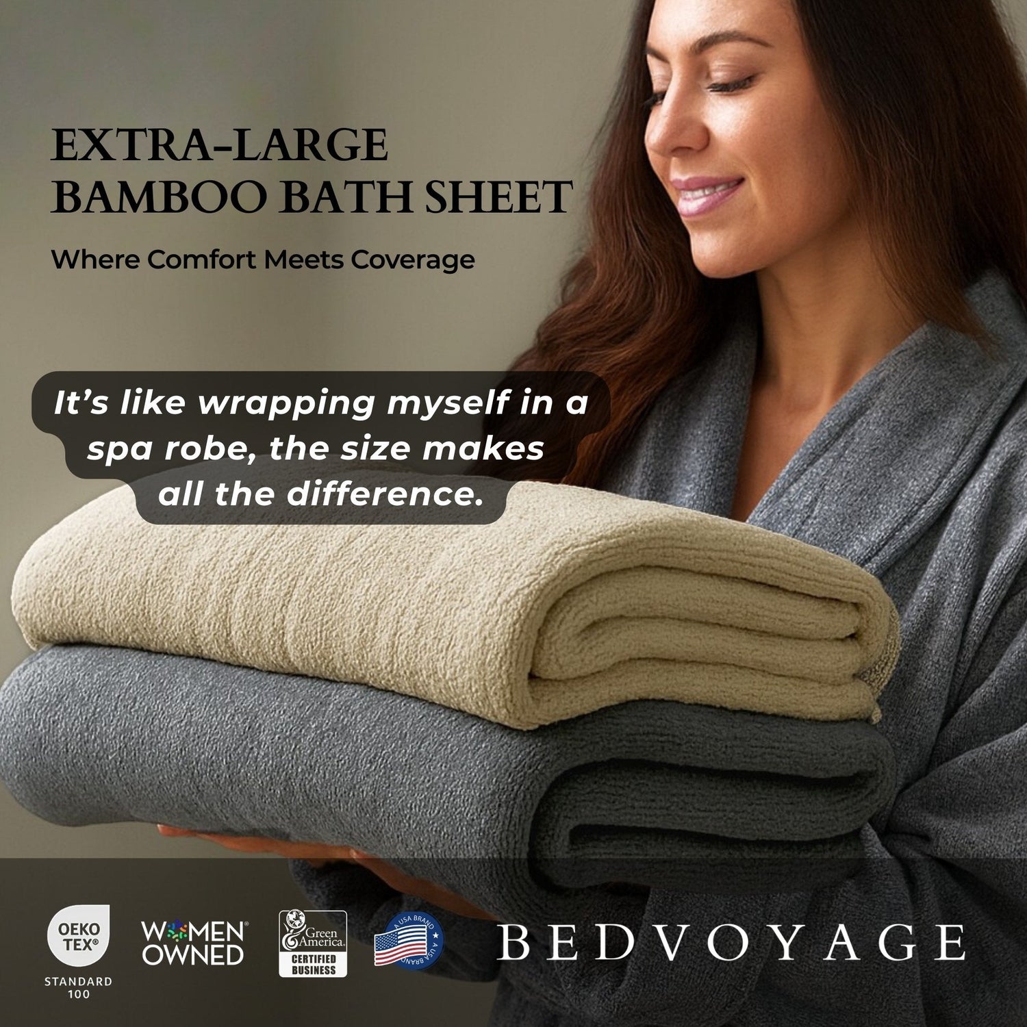 Melange Bamboo Cotton Bath Sheet 3 Piece Set - Charcoal