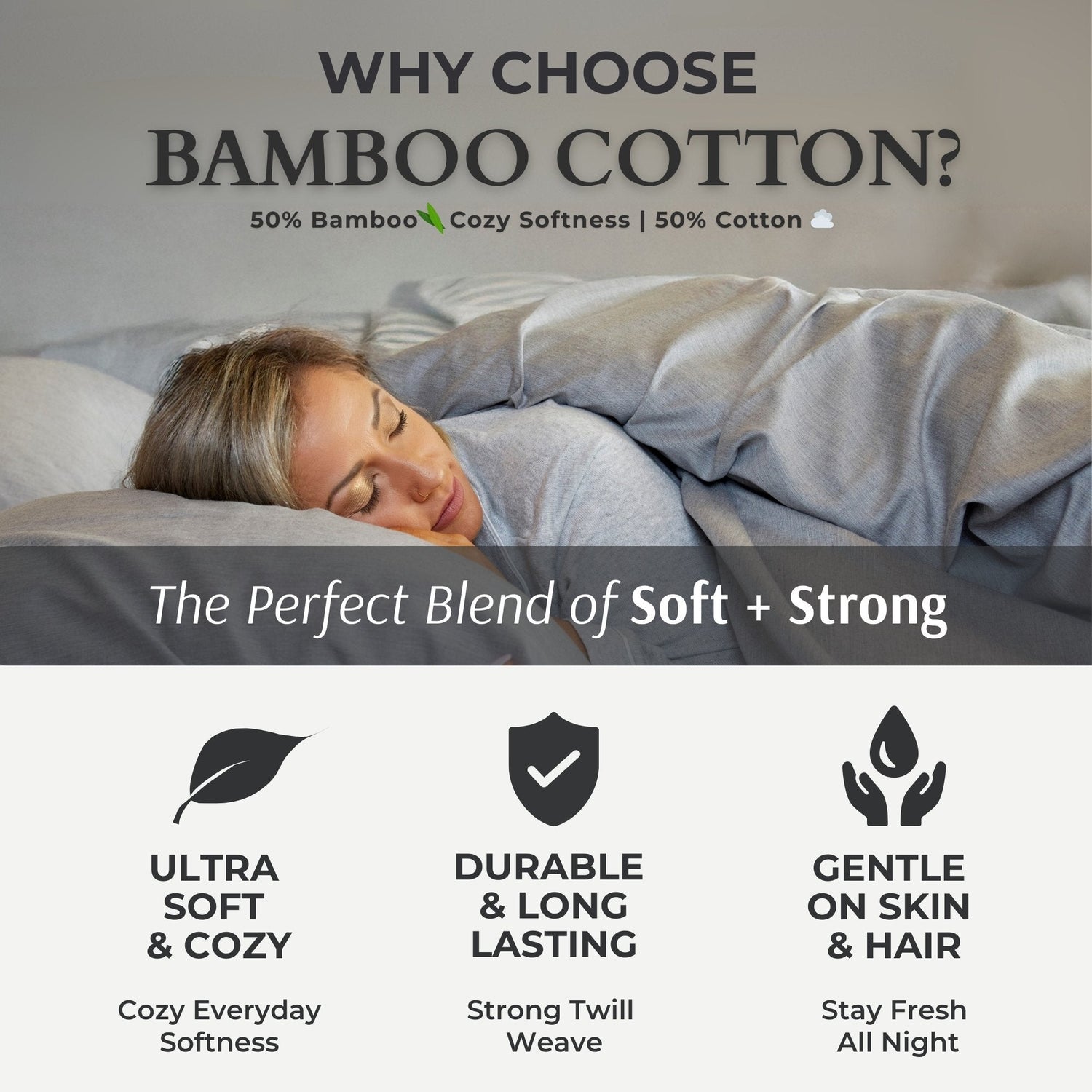 Bamboo Cotton Duvet Cover - Silver