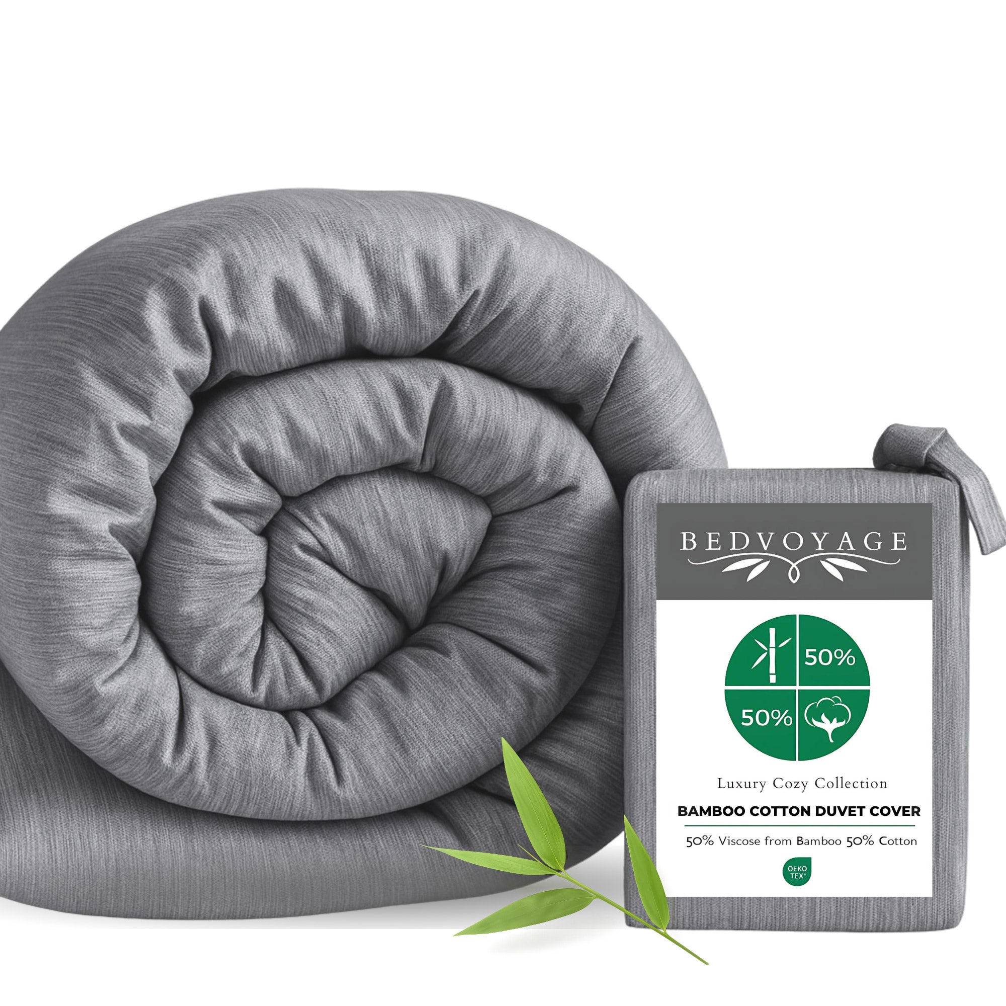 Bamboo Cotton Duvet Cover - Silver