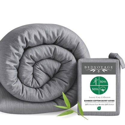 Bamboo Cotton Duvet Cover - Silver