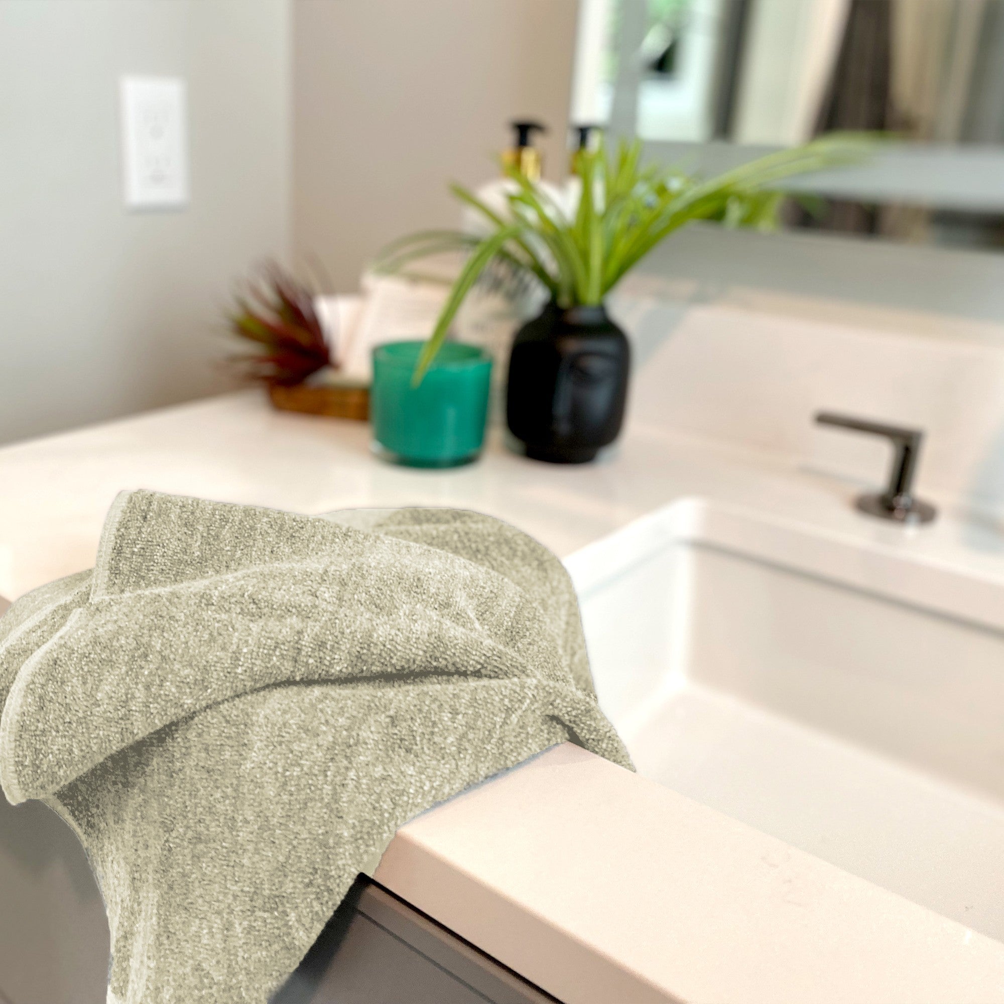 Bamboo Cotton Hand Towel 2pc Set – Sand