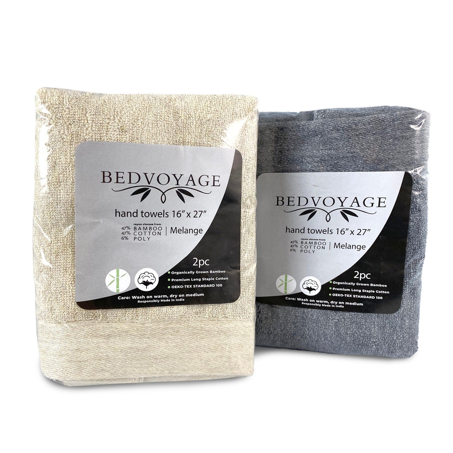 Bamboo Cotton Hand Towel 2pc Set – Sand