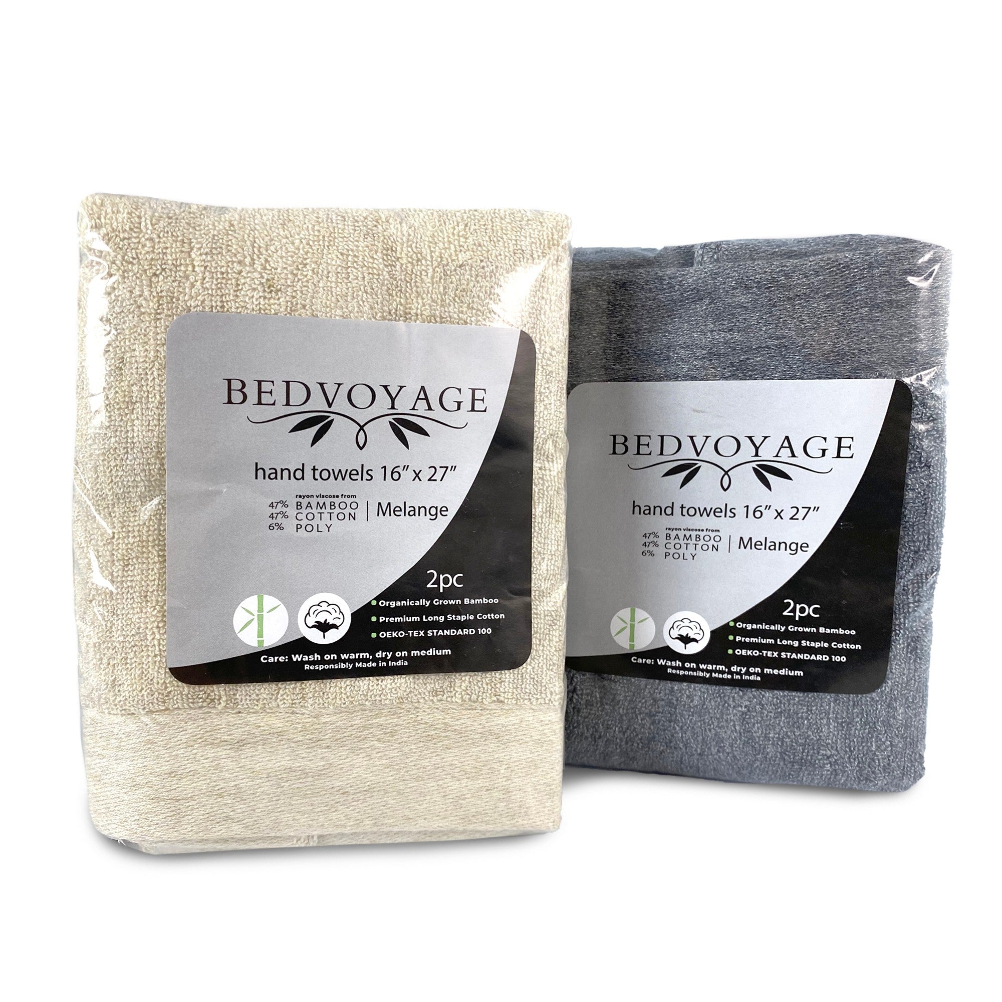 Bamboo Cotton Hand Towel 2pc Set – Sand