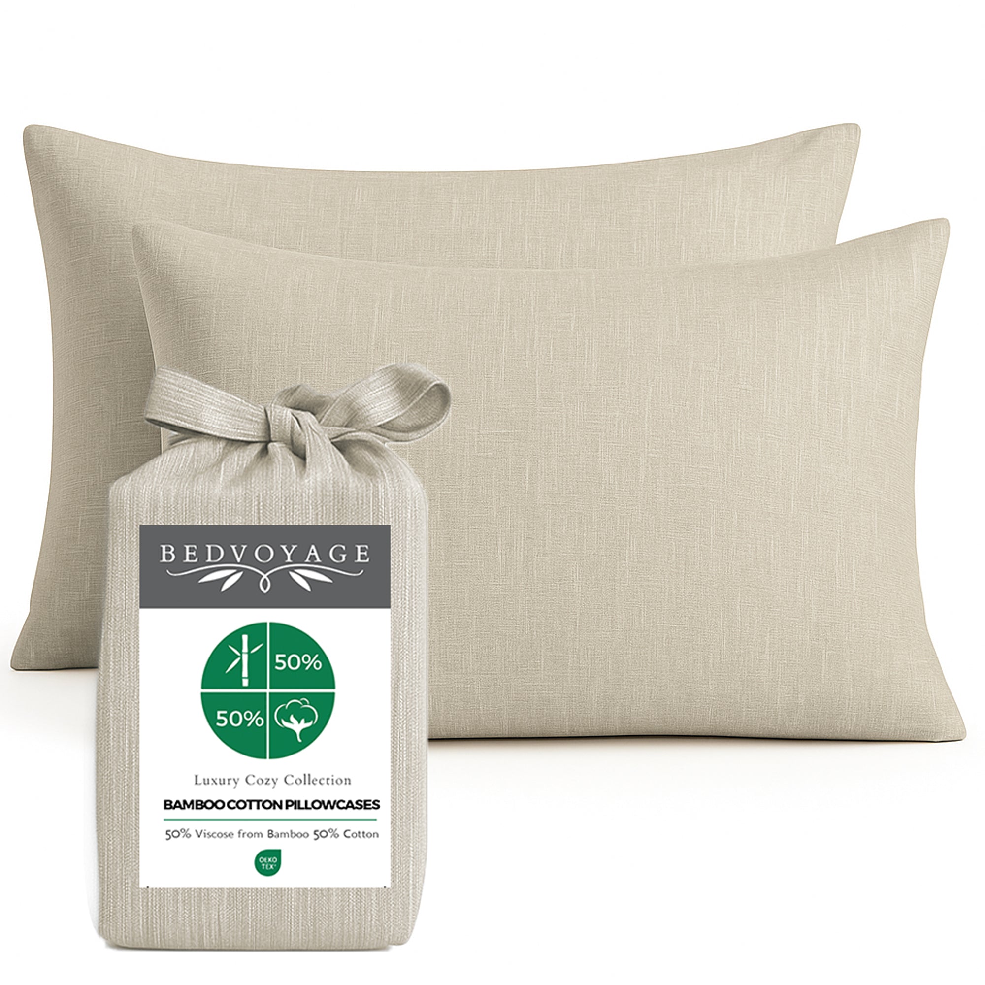 Bamboo Cotton Pillowcases - Sand