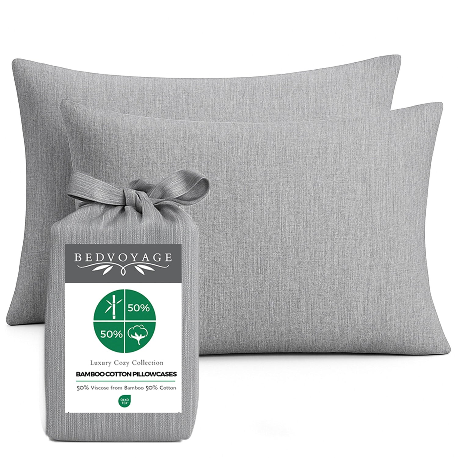 Bamboo Cotton Pillowcases - Silver