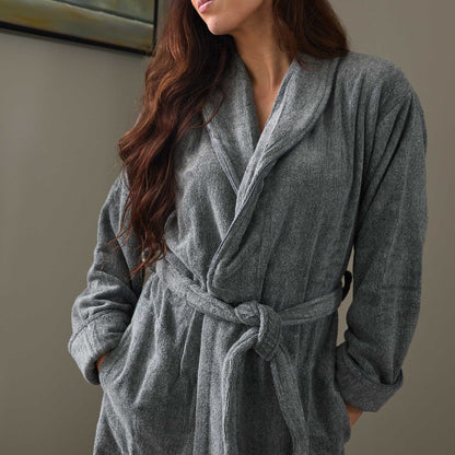 Bamboo Cotton Bath Robe  - Charcoal
