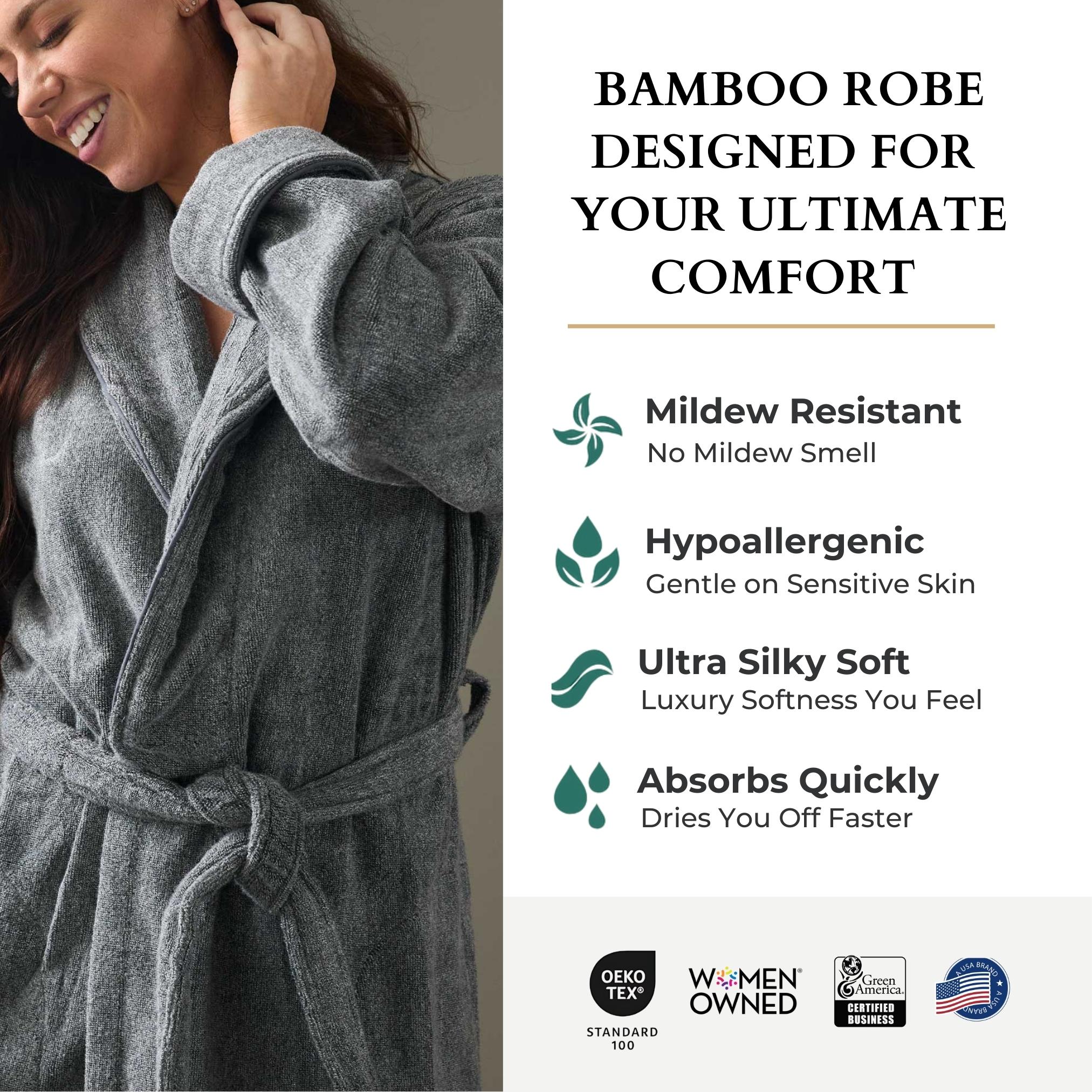 Bamboo Cotton Bath Robe  - Charcoal