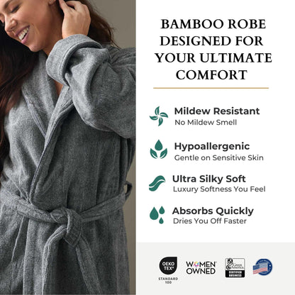 Bamboo Cotton Bath Robe  - Charcoal