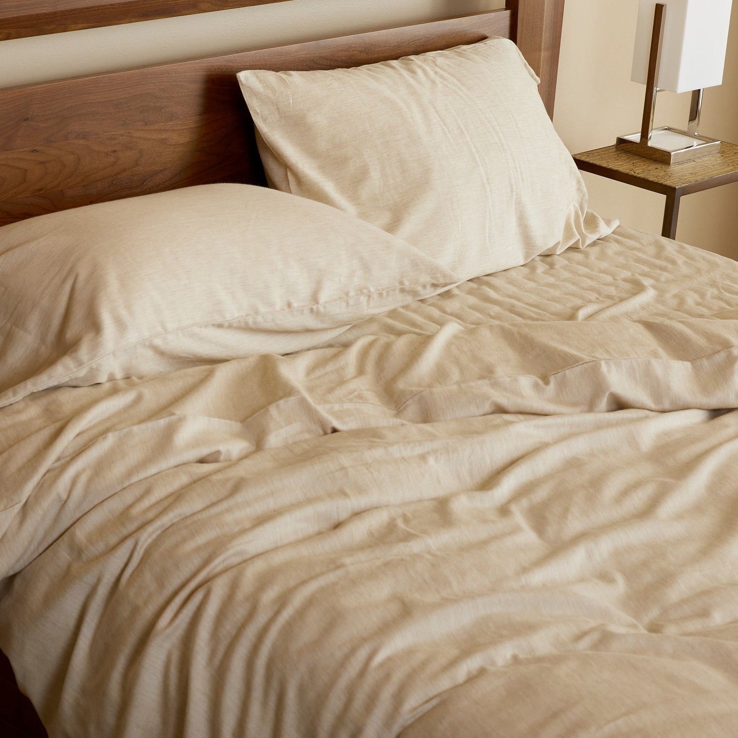 Bamboo Cotton Bed Sheets - Sand