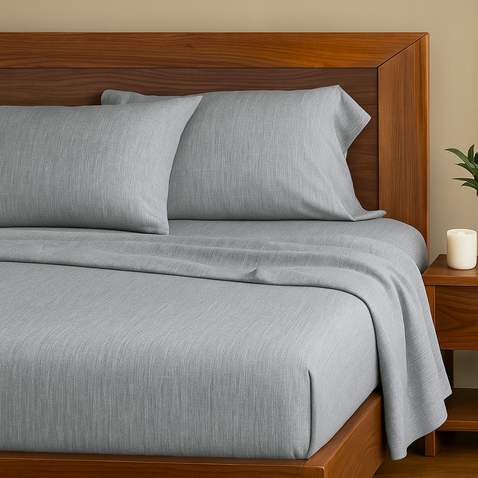 Bamboo Cotton Bed Sheets - Silver