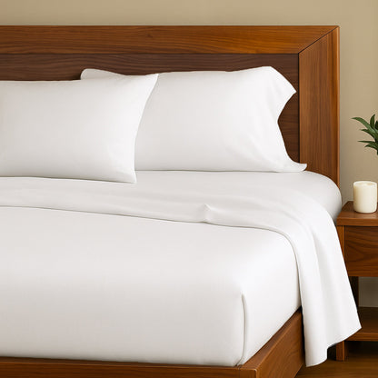 Bamboo Cotton Bed Sheets - Snow