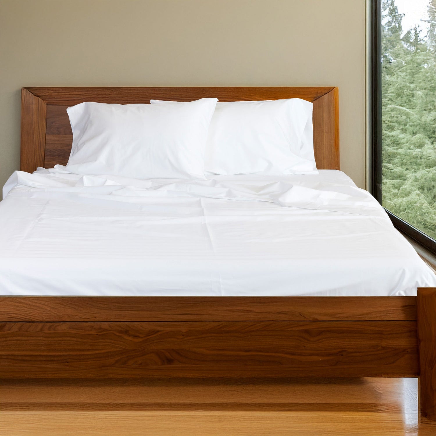 Bamboo Cotton Bed Sheets - Snow