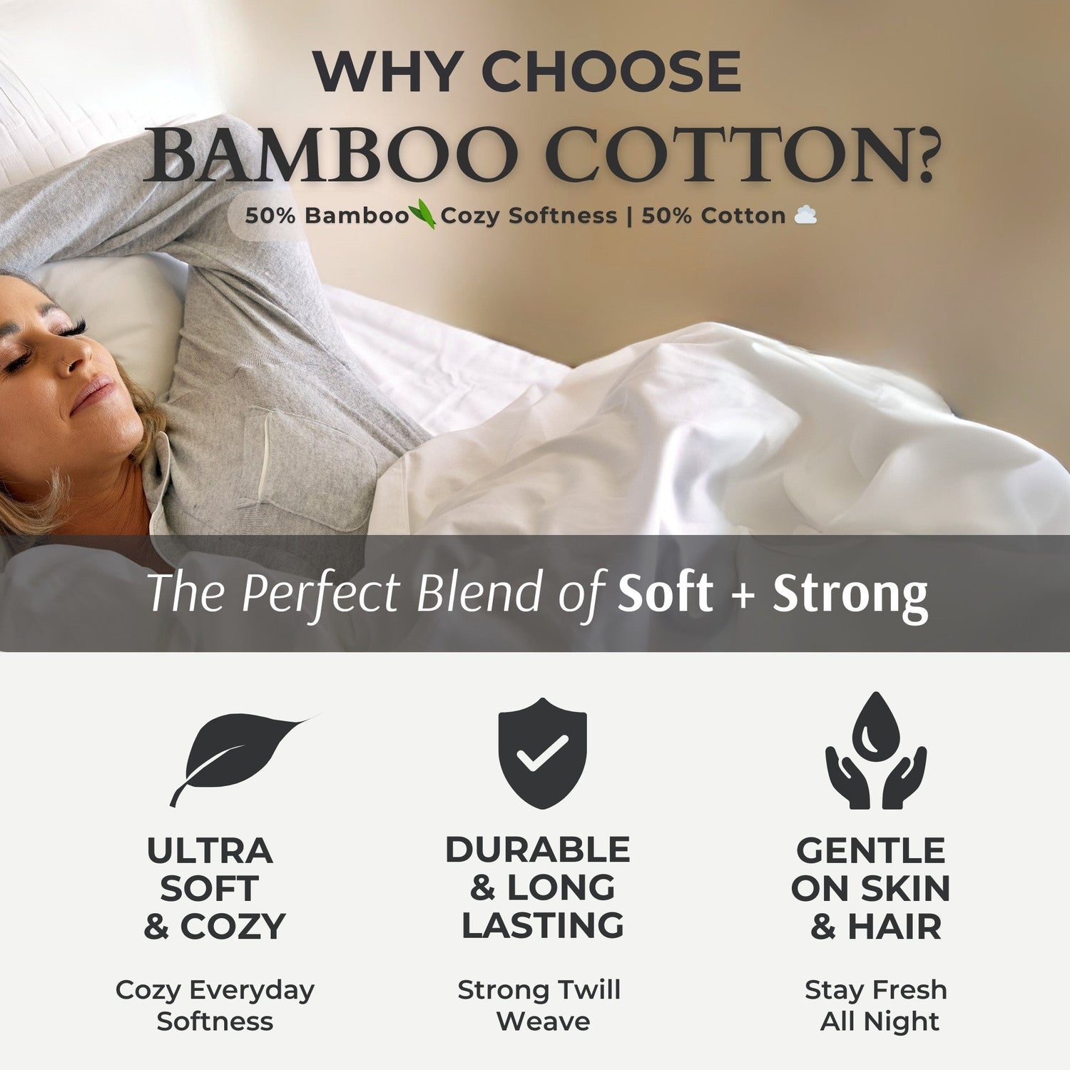 Bamboo Cotton Bed Sheets - Snow