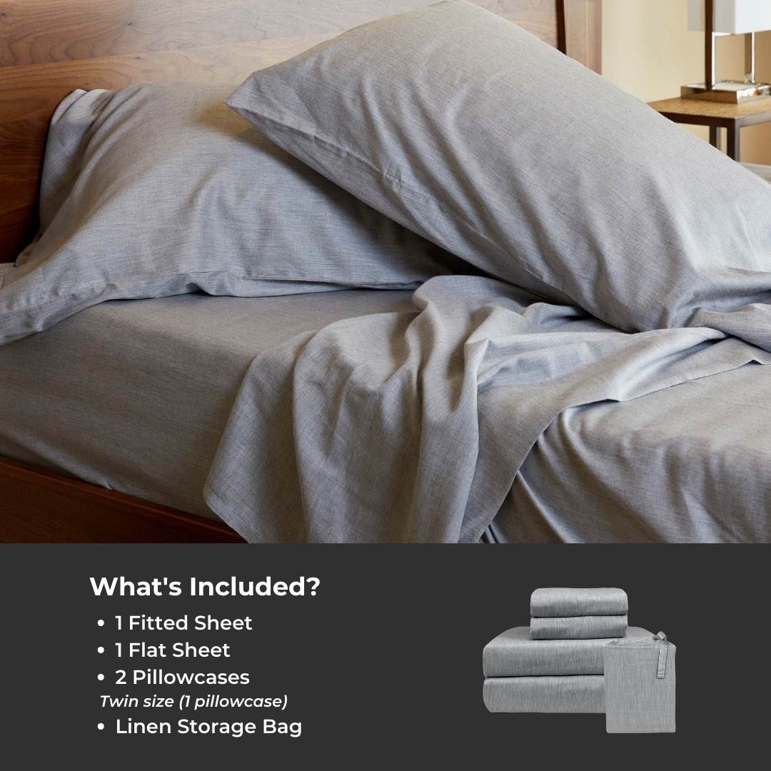 Bamboo Cotton Bed Sheets - Silver