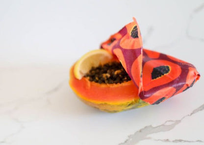 Beeswax Wrap Bulk Roll - Purple Papaya Print