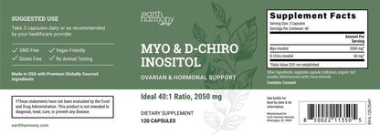 Myo &amp; D-Chiro Inositol (Ideal 40:1 Ratio, 2050mg) 120 Caps