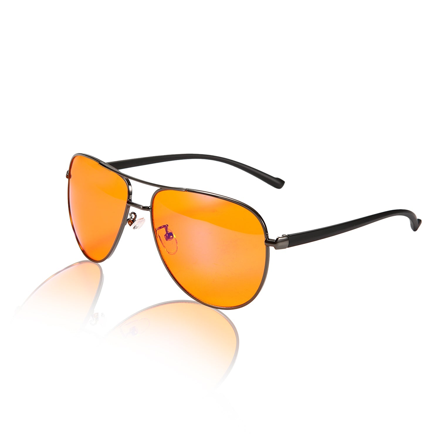 Night-time Aviator Blue Light Blocking Glasses - Black &amp; Silver