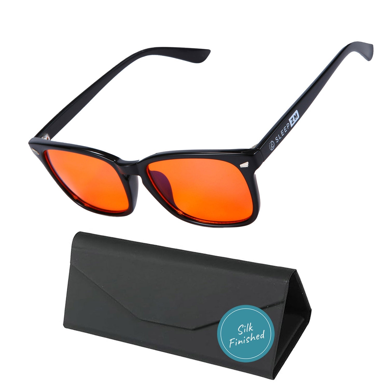 Night-time Wayfarer Blue Light Glasses - Black + Leather Case