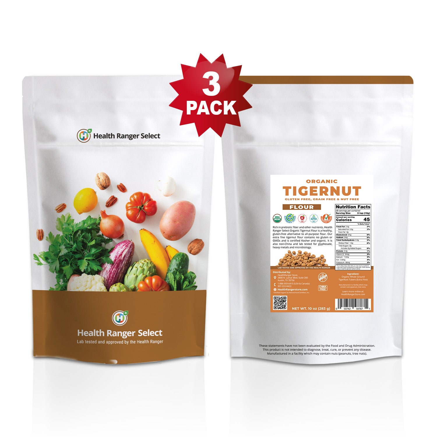 Organic Tigernut Flour 10oz (283 g) (3-Pack) - Gluten Free, Grain Free and Nut Free