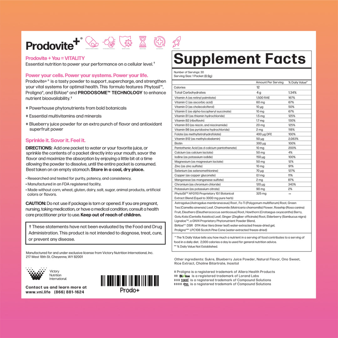 Prodovite+® Vitality Daily MultiVitamin and Antioxidant Drink Mix (30 sticks) (8.9 g each)