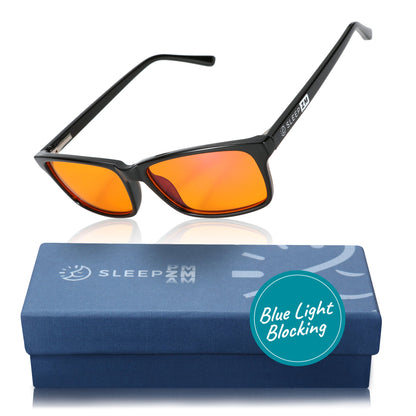 Night-time Rectangular Blue Light Blocking Glasses - Black