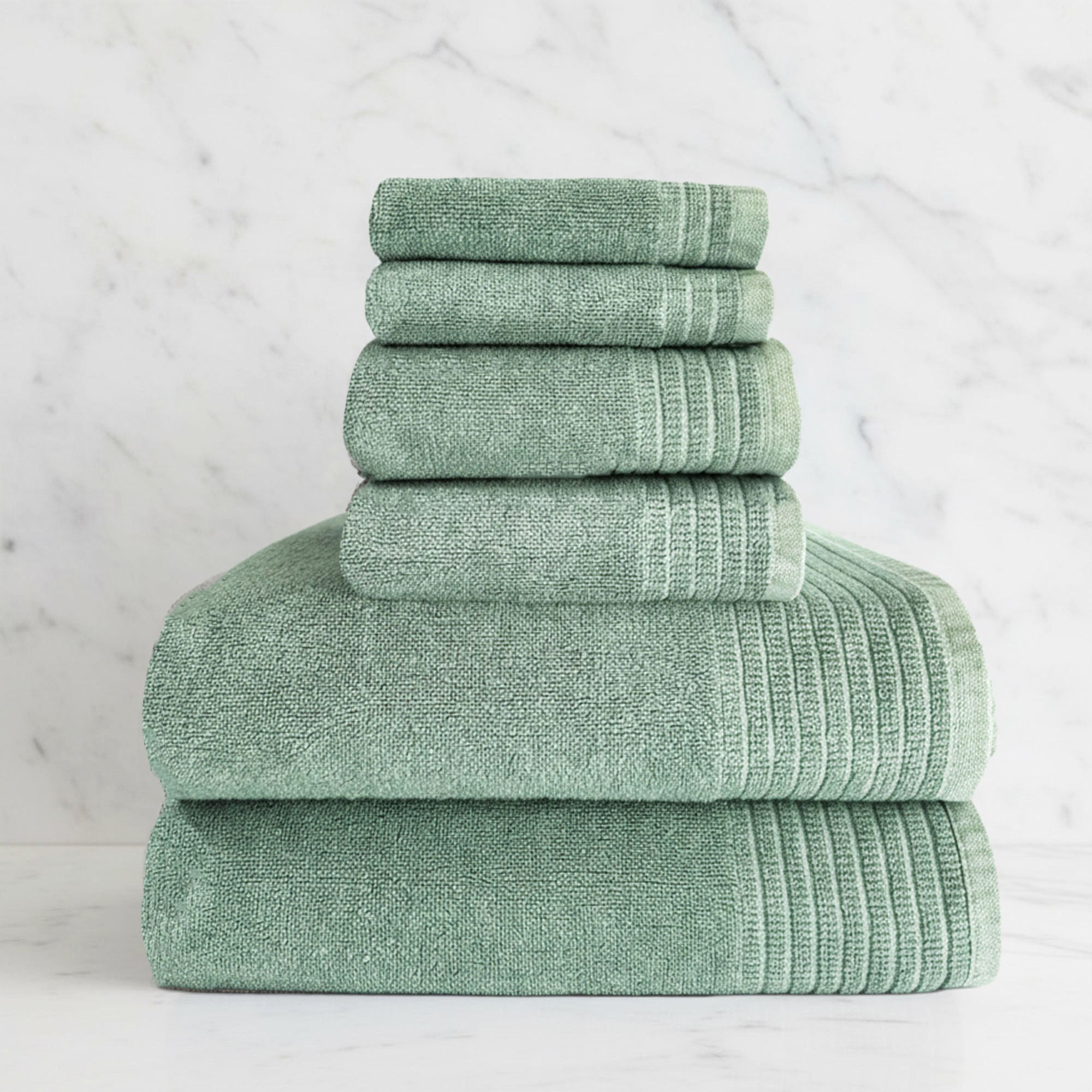 Bamboo 6 Piece Spa Towel Set – Seaglass