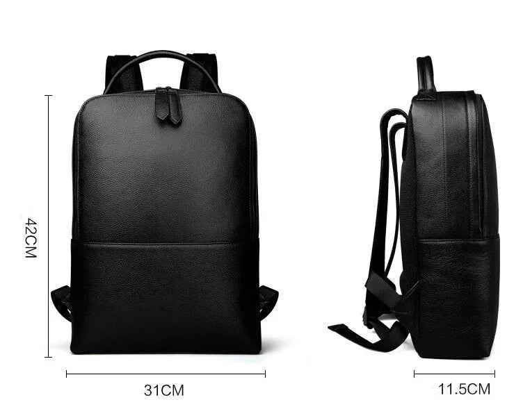 Skald Black Pebbled Leather Backpack | Slim Black Leather Backpack
