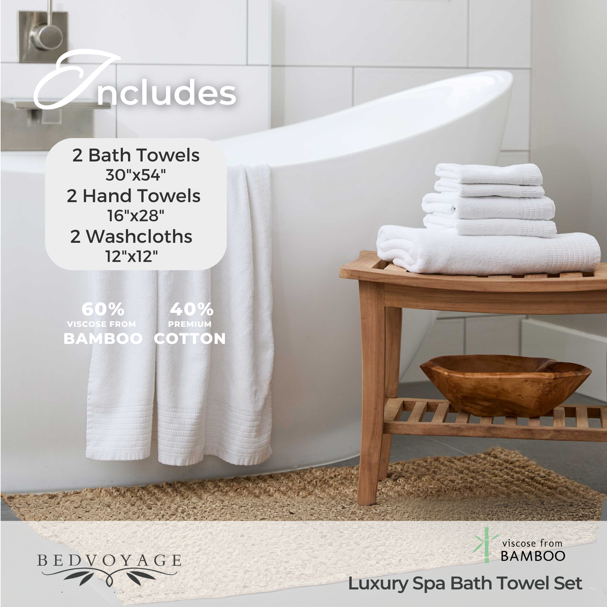 Bamboo 6 Piece Spa Towel Set – Cloud