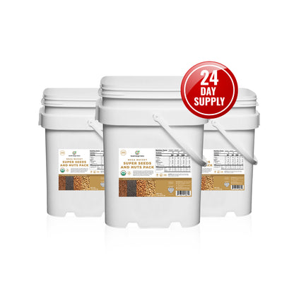 24 Days Food Supply (1 Adult) - Super Seeds and Nuts Pack (3-Buckets)