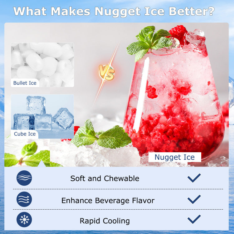 Under Counter Nugget Ice Maker with Timer &amp; Self-Cleaning