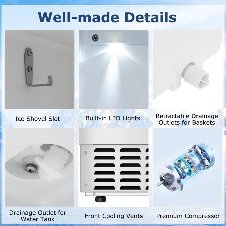 Under Counter Nugget Ice Maker with Timer &amp; Self-Cleaning