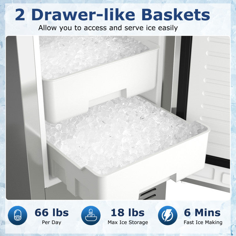Under Counter Nugget Ice Maker with Timer &amp; Self-Cleaning