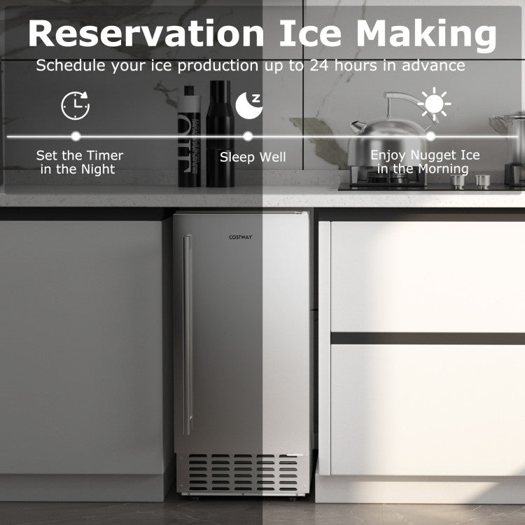Under Counter Nugget Ice Maker with Timer &amp; Self-Cleaning