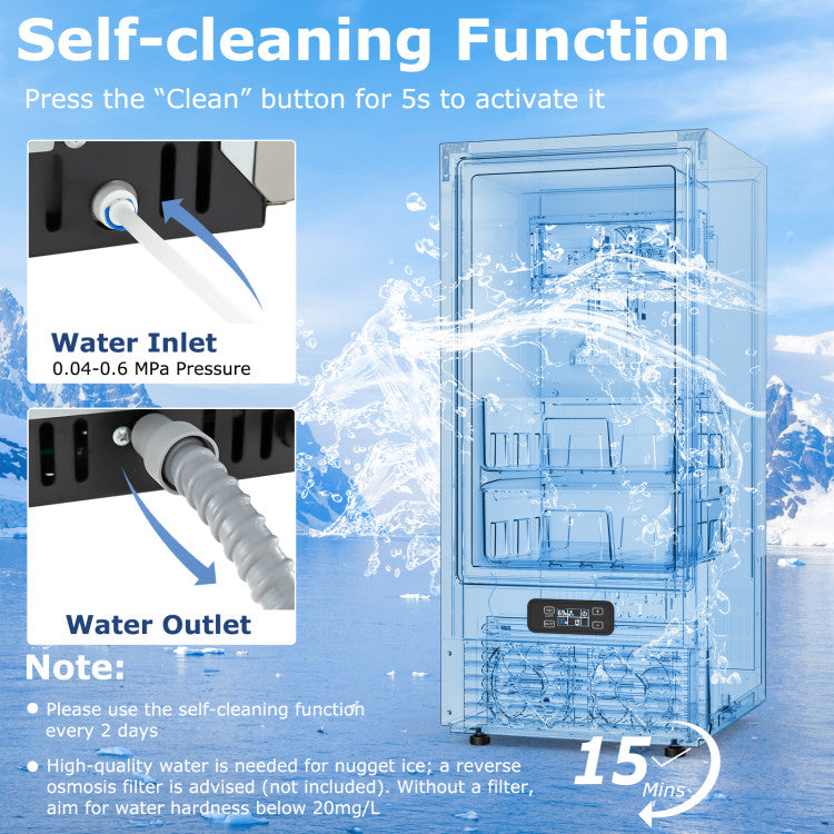 Under Counter Nugget Ice Maker with Timer &amp; Self-Cleaning