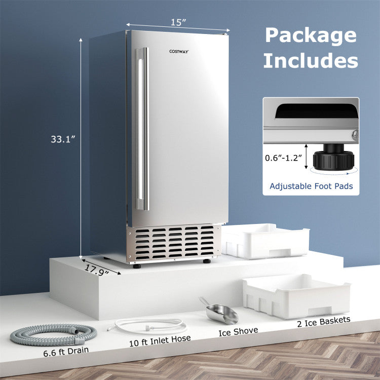 Under Counter Nugget Ice Maker with Timer &amp; Self-Cleaning