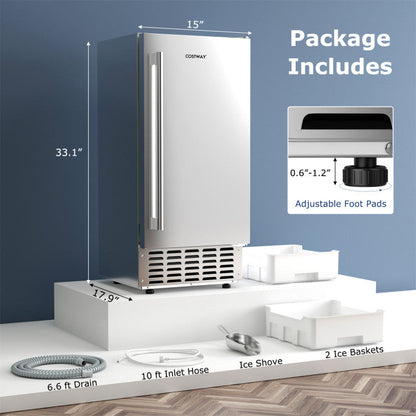 Under Counter Nugget Ice Maker with Timer &amp; Self-Cleaning