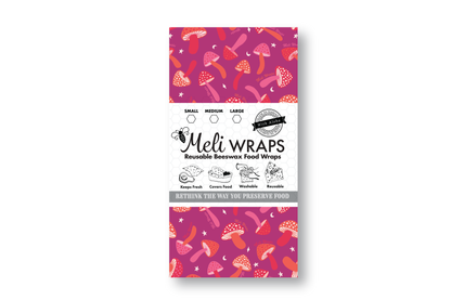Beeswax Food Wrap - Purple Mushroom Print