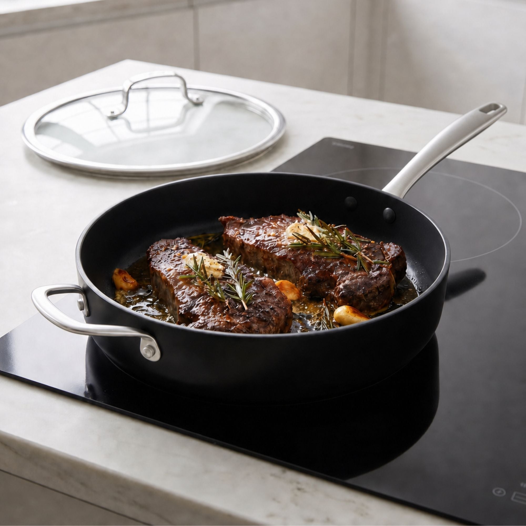 Ceramic Nonstick Sauté Pan with Lid, 4-Qt