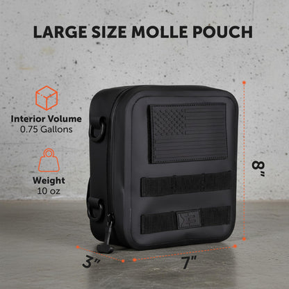 Large Waterproof Submersible Tactical MOLLE Pouch for Hiking, Boating, Tools and Gear. Durable Thermoplastic Design is Compatible with Backpacks, Tactical Belts, Waist Bags and More