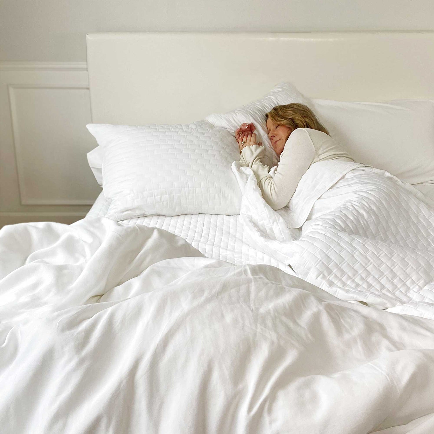 Bamboo Cotton Quilted Coverlet - Snow