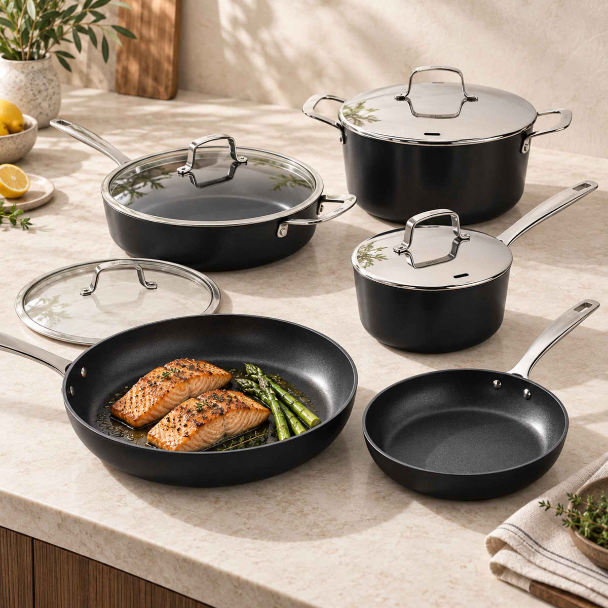 Ceramic Nonstick Cookware Set, 9-Piece