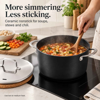 Ceramic Nonstick Stock Pot with Lid, 4.5-Qt