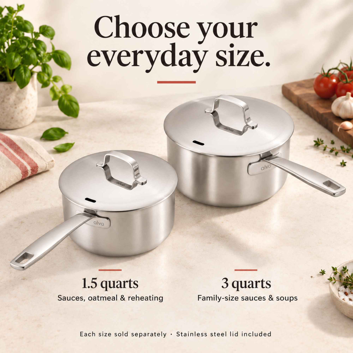 5-Ply Stainless Steel Saucepan with Lid