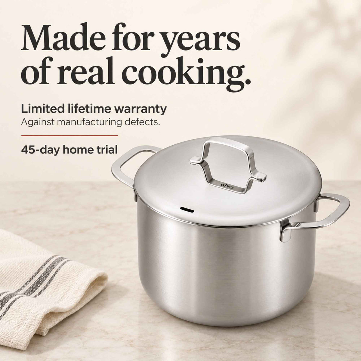 5-Ply Stainless Steel Stock Pot with Lid, 7-Qt
